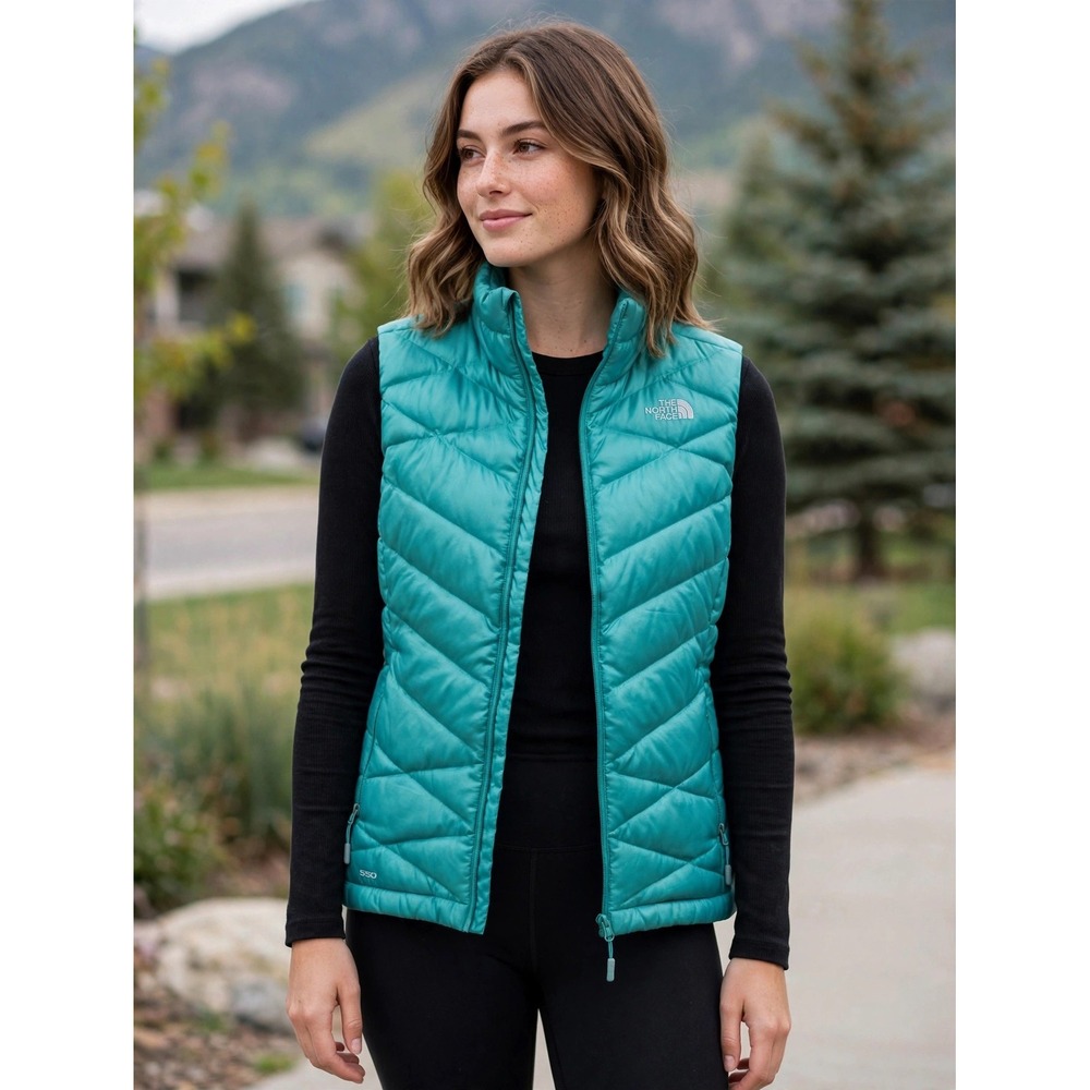 The North Face Aconcagua 550 Down Vest Teal Green Womens Small F15